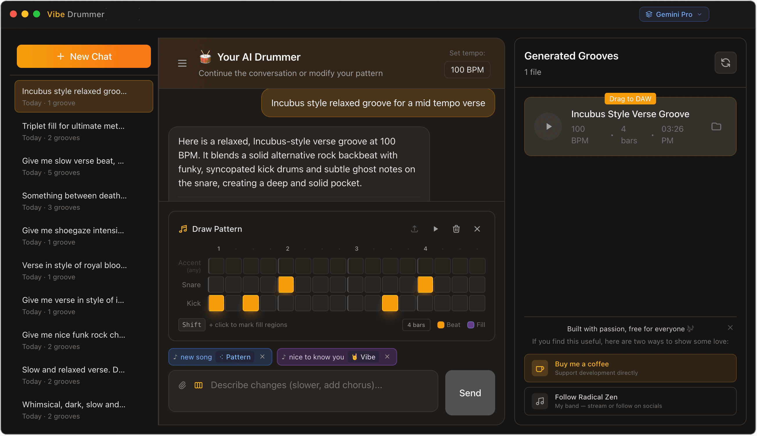 Vibe Drummer App Screenshot